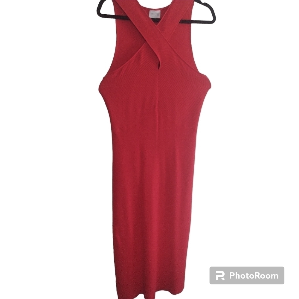 Devotion by Cyrus Coral Knit Criss Cross Midi Dress L